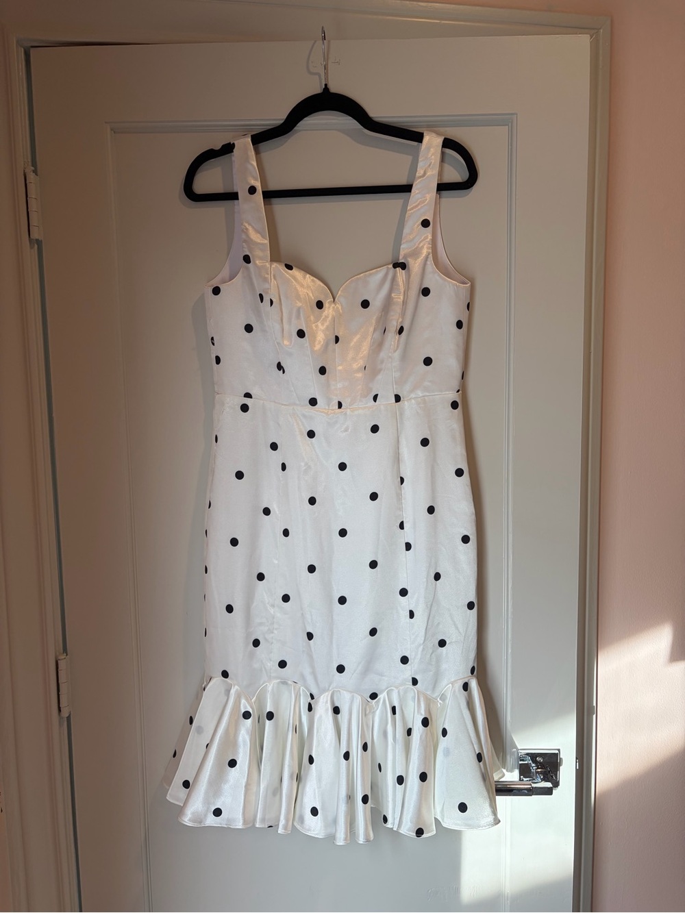 Fame and Partners White Polka Dot Midi Dress